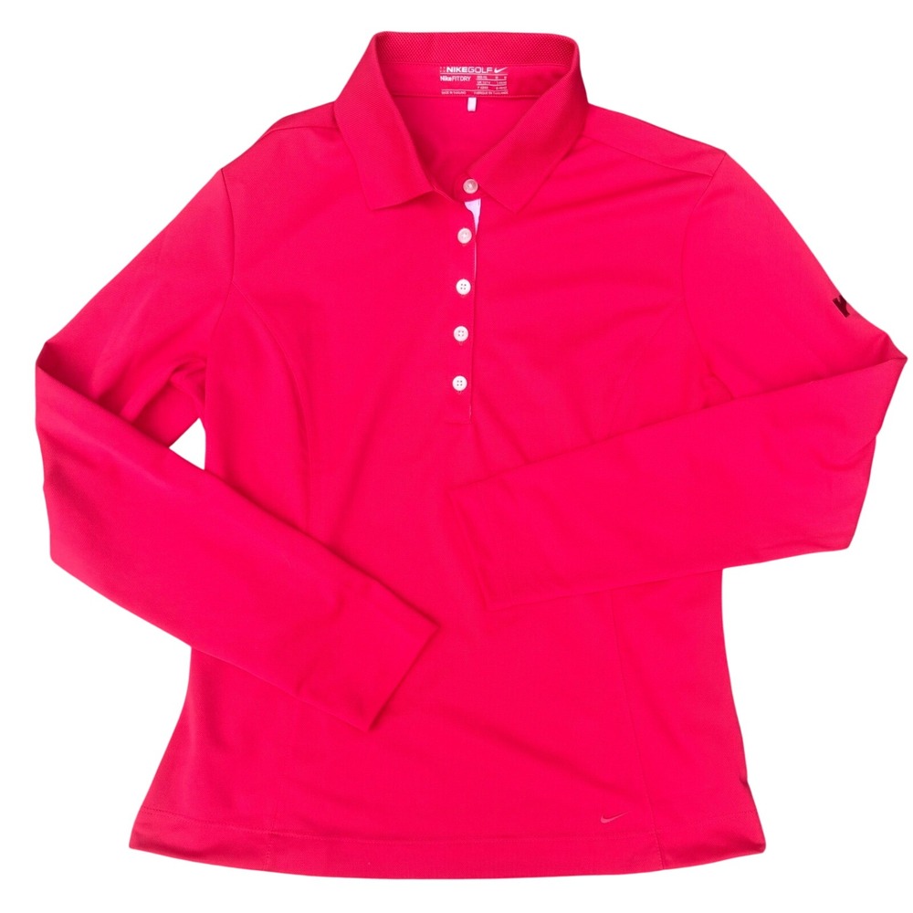 Nike Golf Women's‎ Pink Nike FIT DRY Long Sleeve Polo Shirt Size Medium (8-10 )